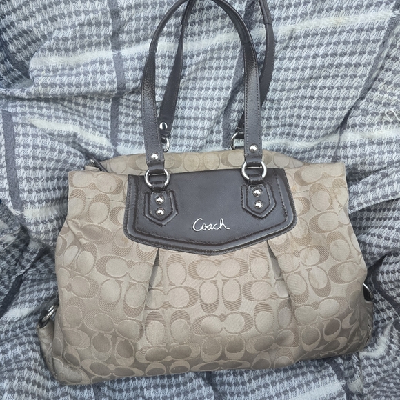 Coach | Bags | Coach Ashley Hand Bag Tan With Brown Accents | Poshmark